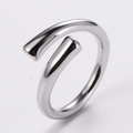 Minimalist silver-toned adjustable open ring with a modern sleek tapered design - US 6 / Silver Spiral Bypass Style (AML-016-009)
