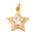 Ciondolo a stella dorato con smalto bianco e pietra di zircone a forma di stella - Stella-Bianco