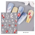 Gros plan d'autocollants 5D de Noël pour ongles avec flocons de neige et gants rouges - SW-5D108