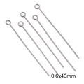 Silver stainless steel 0.6x40mm eye pins for DIY jewelry making and beading - Eye Pin 0.6x40mm Steel Color (20 pcs/Pack)