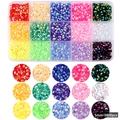 5mm 3800pcs 15-color assorted resin flatback rhinestones in clear divider storage box - BKHZ-031 (5mm-3800pcs)