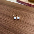 Elegant pair of round white pearl stud earrings with gold plating on a wooden surface - 17# Silver Pin Silver Imitation Shell Pearl (6mm)