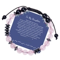 Morse code bracelet with pink crystal and black beads on 'To My Daughter' card - To My Daughter