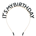 Gold metal birthday headband featuring black glitter ITS MY BIRTHDAY text detail - Black
