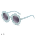 Kids sunflower sunglasses in mint blue floral frame with protective round PC lenses - Kids / C9 Transparent Blue Frame Grey Lens