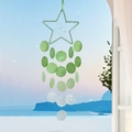 Star-shaped DIY seashell wind chime in gradient mint green and white for home decor - Finished Product / Star Shell Wind Chime-Green