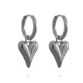 Polished gunmetal heart hoop earrings with a minimalist mirror finish for women - Heart Earrings / Silver