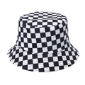 Cappello a secchiello in cotone a scacchi bianco e nero per stile urbano e sole - 58cm / Scacchiera Bianca e Nera