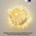 Warm white 6m 200 LED firecracker string lights with 8 modes and EU plug for Christmas - 24m 800LED Plug-in Set / Silver Wire Warm White