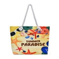 Borsa da spiaggia in tela con stampa Summer Paradise e manici in corda bianca - Modello 4 (Paradiso Estivo)