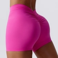 Pantaloncini yoga rosa a vita alta con dettaglio lifting scrunch per fitness e palestra - S / Rosa Rosso