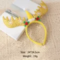 Christmas reindeer antler headband with yellow glitter horns and festive hat décor - Sequin Gold Antlers