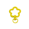 Yellow flower-shaped spring clasp metal connector with rotating ring for DIY keychains - Lacquer Yellow