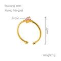 Verstellbarer 18k vergoldeter Edelstahlring mit einem rosa Zirkonia im Marquise-Schliff - Einheitsgröße / Rosa (1202)