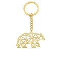 Golden geometric hollow polar bear pendant keychain with durable stainless steel ring - Walking Bear / Gold