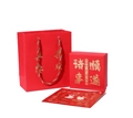 Ferris wheel flower gift box set with matching red carry bag and greeting card - Safe and Happy Red Gift Box