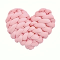 Pink heart-shaped hand-knitted knot pillow made of soft woven tube yarn for home decor - Blood Red