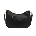 Sac à bandoulière croissant en cuir PU noir avec boucle métallique dorée et poche avant - Noir