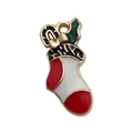 Ciondolo calza di Natale in lega smaltata per creazione di gioielli fai da te - Calza di Natale Rossa (18063) / 1 Pezzo (14x21mm)