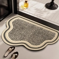 Absorbent wavy woven bath mat with beige border and black dots for bathroom decor - Thin Style / 40*60cm / Geyun - Cloud Shape