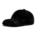 Plush black faux rabbit fur baseball cap for winter warmth featuring a soft fuzzy texture - Adjustable / Black