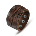 Breites Herren Lederarmband im Punk Stil in Dunkelbraun mit Druckknopfverschluss - Dunkelbraun