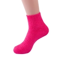 Pink fluffy microfiber slipper socks for women made of soft coral fleece material - Rose Red