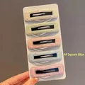 Five-piece set of rectangular leather BB hair clips with colorful polka dot patterns - Square Blue Colorful Dots