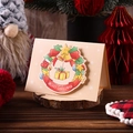 3D Pop-up Christmas card with floral wreath design on wood stand for holiday gifts - Christmas Wreath