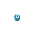 Blue Turkish evil eye charm with gold metal finish for DIY necklace and jewelry making - Gold/Blue