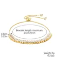 Adjustable gold tennis bracelet with shiny marquise cubic zirconia stones and 24cm slider - White Baguette Side-by-side
