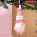 Rosa gestrickter Weihnachtszwerg-Anhänger mit Herzmuster und weißem Bart, 15cm hoch - Stil A