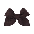 Detail shot of the coffee brown waffle knit texture on this 3.3-inch hair bow clip - Coffee Brown