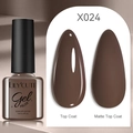 LILY'CUTE 7ml chocolate brown gel polish shown in glossy and matte top coat finishes - Deep Brown (24)
