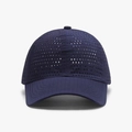 Navy blue breathable mesh baseball cap with laser-cut ventilation and checkered texture - Adjustable / Navy Blue