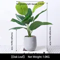 Oak leaf artificial plant in grey ceramic pot for modern home decor, 45cm tall greenery - Oak Leaf - Cement Pot Artificial Flower Ornament