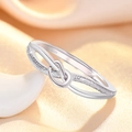 Bague élégante en argent S925 avec nœud et double anneau poli et dépoli pour femmes - Or Blanc