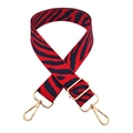 Close-up of zebra pattern wide shoulder strap with adjustable golden metal buckle - Style B Red Blue
