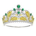 Elegante corona da sposa barocca con gemme verdi e gialle su una montatura in metallo argento - Argento + Zircone Verde + Vetro Giallo Oro
