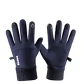 Waterproof blue winter sports gloves with touchscreen fingertips and anti-slip palm grip - One Size / Blue