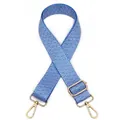 Detail of adjustable blue wave pattern fabric bag strap with gold metal hooks - Style 27 (Blue Wave/Gold Buckle)