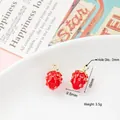 Cute strawberry enamel alloy pendant charms for DIY earring jewelry making, 16mm x 9.5mm - 2# Strawberry Type 02