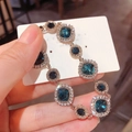 Vintage gold-plated 925 silver bracelet with blue square stones and pavé diamonds - Blue
