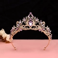 Detailed close-up of Baroque crown with purple gemstones and crystals on gold alloy - No.2 KC Gold (White + Purple Stone)