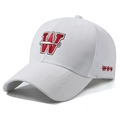 White baseball cap with red embroidered W and baseball bat design on cotton twill - Adjustable / White
