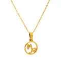 Polished 18K gold-plated Capricorn zodiac necklace with hollow circular pendant design - Capricorn (SP641G-10)
