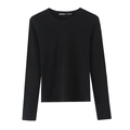 Classic black long sleeve cotton t-shirt with crew neck on a clean white background - S / Black