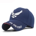 Dunkelblaue US AIR FORCE Taktik-Basecap mit 3D-Stickerei und rotem HAN WILD-Etikett am Schirm - Marineblau
