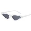 Retro cat-eye sunglasses with white frame and gold studs shown from 45-degree angle - White Frame Dark Grey Lens
