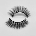 Detailed close-up showing thick long faux mink eyelashes with a durable hard stem band - D202-3N